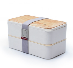High Quality Plastic Wooden Bento Double-Layers Lunch Box Fridge Organiser Adults Lunch Box