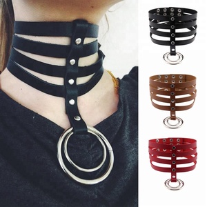 महिलाओं आदमी गोथिक सेक्सी चमड़े अवस्र्द्ध O'ring Submissive कॉलर - Product Image 1
