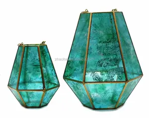 Groene Geometrische Zon Lanterne Eleganti Eid Murbarak Licht Productie Chinese Plastic Tumorbare Lamp Lanterna Decorao