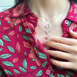 Fashion Jewelry Baguette Cut Diamonds CZ <strong>Initial</strong> Letter S Pendant Choker <strong>Necklace</strong> Custom Name <strong>Charm</strong> Women <strong>Necklace</strong> - Product Image 2