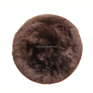 <strong>Long</strong> Pile Wool Genuine Lambskin Merino Sheepskin Fur Chair Sofa Seat <strong>Cushions</strong> Round <strong>Cushion</strong> with Foam Filling - Product Image 3
