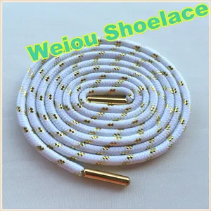 Weiou white round shoelaces bright colored shoe laces metallic gold shoelaces