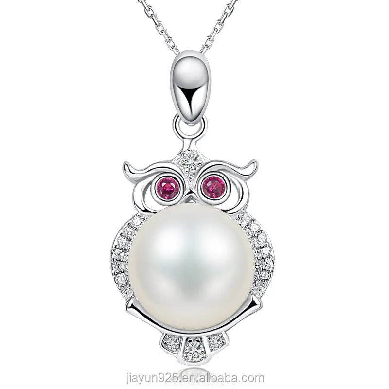 New arrivals owl silver Pearl necklace pendant Jewelry 925 Sterling Silver wholesale