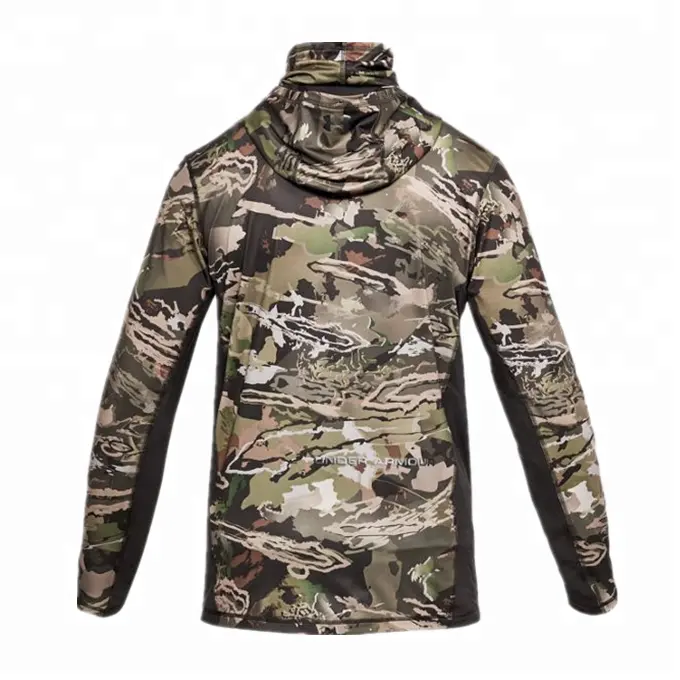 Mannen camouflage merino wol fashional hoodie base layer lange mouwen ondergoed