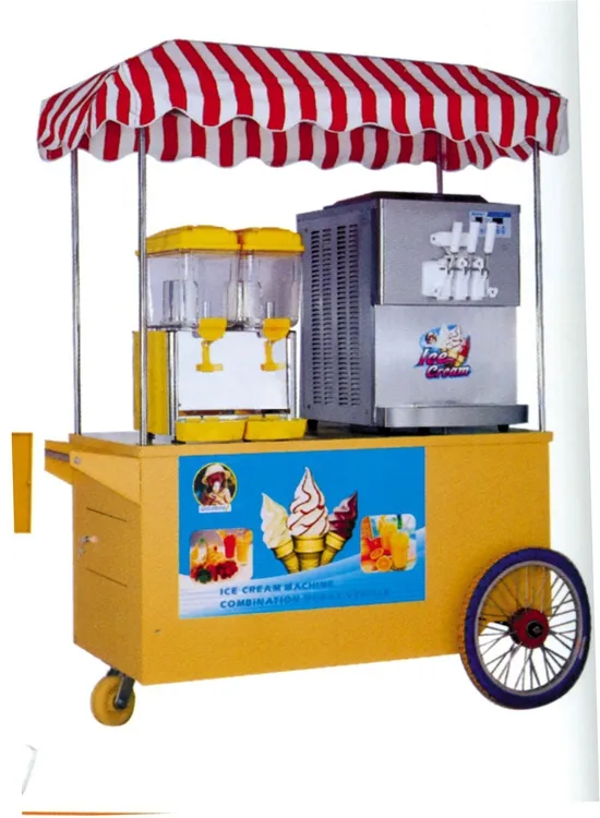 Combinatie Mobiele Voertuig Voedsel Winkelwagen In Snack Machine Ijs Machine