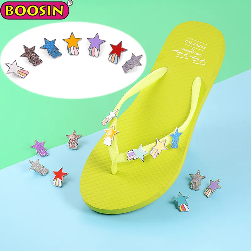 Attractive Summer decorative Sandals straper accessories, enamel rainbow star shoe studs for flip flops