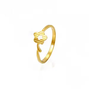 Xuping jewellery hot sale simple design flower shaped wedding 24k gold plated 1 gram gold rings design for women