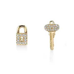 Online wholesale jewellery diamond key padlock high quality stud earrings women