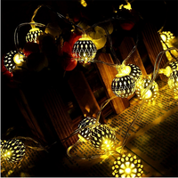 Guirlandes lumineuses décoratives les plus vendues, blanc chaud, 10 à 20 LED, globe marocain en métal, guirlande lumineuse à LED pour la décoration de la maison