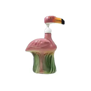 Özel Vintage seramik pembe Flamingo şekilli dekoratif el sıvı sabunluk