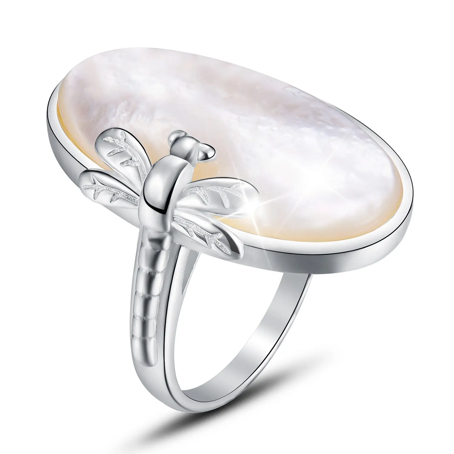 Real 925 Sterling Silver Rings Vintage Long Natural Stone Handmade For Women Fashion Jewelry