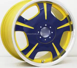 Pneus amarelos com cor azul, roda de liga de alumínio de 17 polegadas, roda 5x114.3 com jantes japoneses