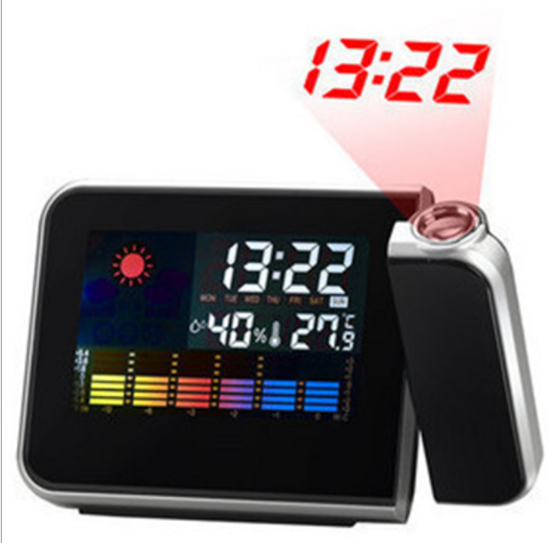 Snooze Light Laser Projection Table Digital Alarm Clock With Weather Station