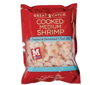 plastic packaging pouch bag of frozen shrimp with custom design