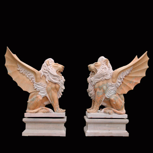 Decoración Para el hogar blanco mármol fantasía guardia león con alas escultura - Product Image 3