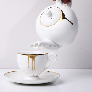 British Bone <strong>China</strong> <strong>Coffee</strong> Cup Sets Porcelain Golden Tea Cup Teapot Milk <strong>Pot</strong> Sugar Jar Set