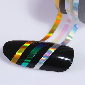 Último uñas láser rayas cinta etiqueta engomada para niñas 3D etiqueta engomada del clavo de DIY láser de papel de decoración de Arte de uñas - Product Image 1