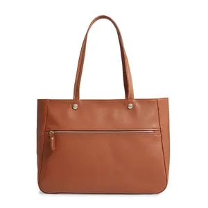 OEM vintage designer shopper front zipper pocket women recyclable fashion good quality large capacity leather waterproof bag