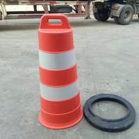 Rouge Blanc Mobile de Sécurité Routière De Baril De Roulement En Caoutchouc HDPE Tambour de Circulation