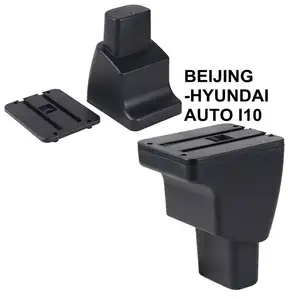 For BEIJING-HYUNDAI AUTO I10 Car Multifunction Armrest Center Console Organizer Double Storage Boxes With LED Light Ashtray Auto