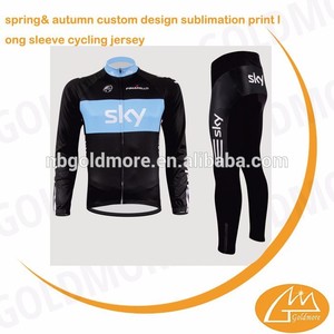Equipo del cielo OEM de la sublimación de encargo impresión de manga larga jersey y pantalón, manga ropa de ciclo conjunto fabricante - Product Image 1