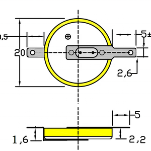 CR2032 <span class=keywords><strong>CR1616</strong></span>バッテリーピン付きはんだタブ - Product Image 2