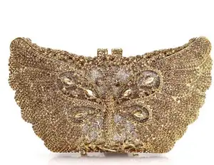 Золотая вечерняя сумка 2019, сумка-клатч с кристаллами для вечеринки, элегантная женская сумка со стразами