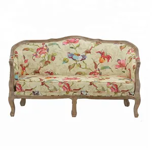 Royal style fabric print luxury design two seater sofa vintage Lounge relaxing sofa