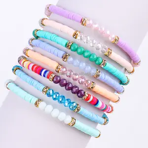 Fashion Bohemian Crystal Bead Bracelet Soft Pottery Charm Bracelets Gifts For Women Creative Hand Jewelry
