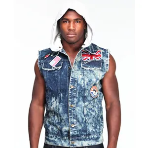 Quần Áo Nam Giá Rẻ Thời Trang Trực Tuyến Denim Jacket Denim Vest Với Hoody Jean Vest Hoodie