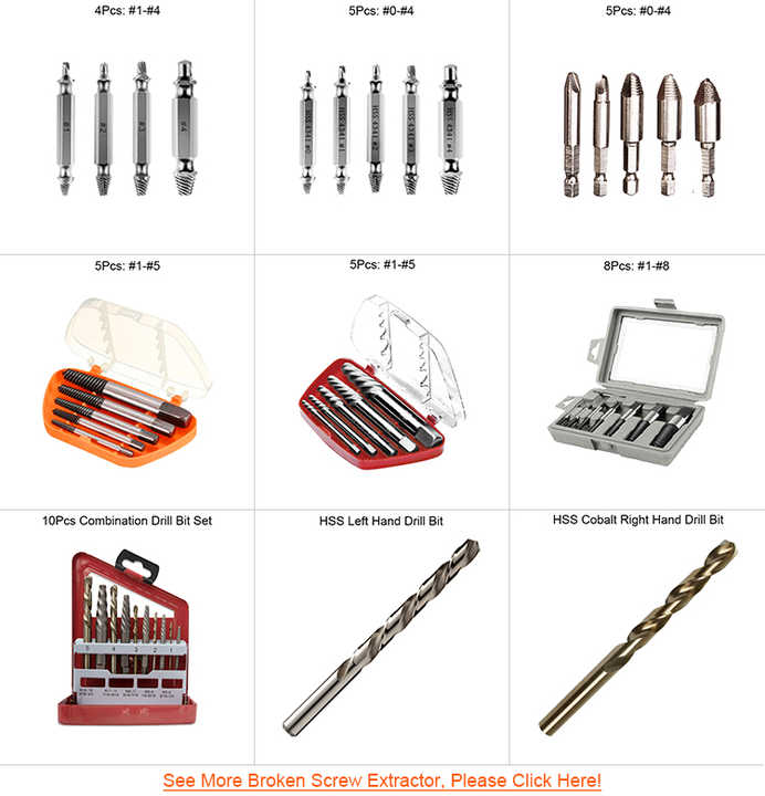 5Pcs Black and White Broken Damaged Pipe Screw Extractor Set for Remover Damaged Bolt and Broken Screw
