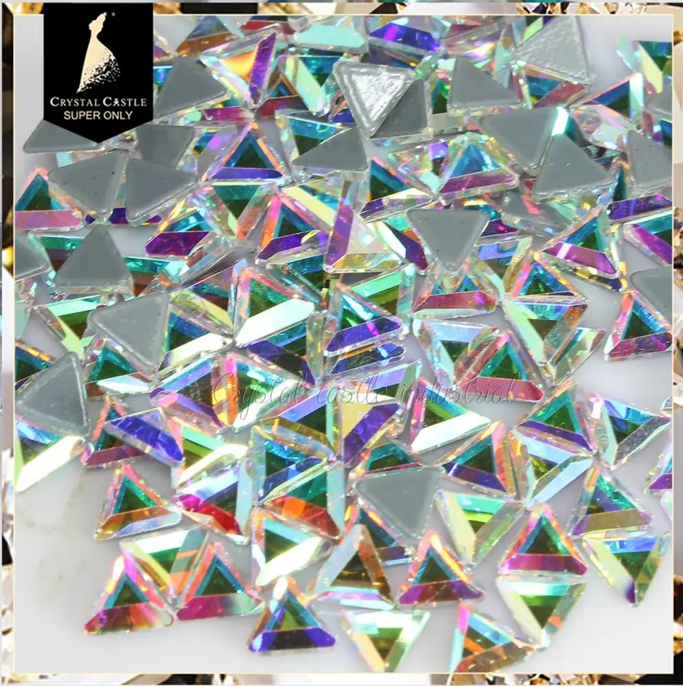 Strass yiwu hersteller kristall stein dreieck glas strass-hot-fixing AB glänzende strass strass