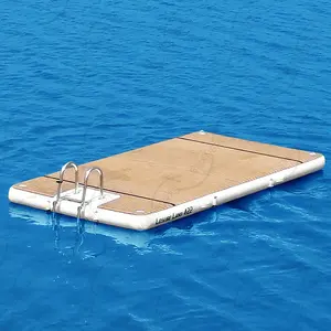 充气 Aqua 游泳岛浮筏充气水上平台喷气滑雪码头浮车平台与梯子