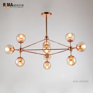 Rima Lighting New Model nordic chandelier Indoor Ceiling Fancy Rose Gold Pendant Light with Glass Ball