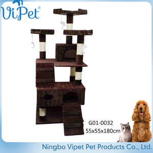 Casa di lusso Beige grande albero di gatto 4 livelli Xxl gatto arrampicata graffio in legno Pet interattivo & movimento giocattolo