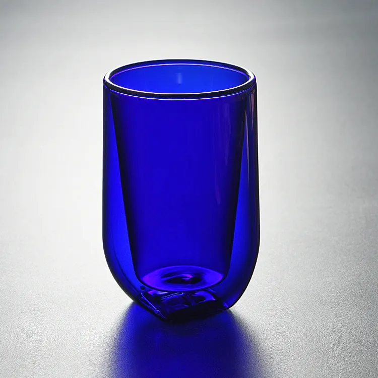 Verres à vin en verre à whisky et à fond large, en couleurs bleu distinct, de haute qualité