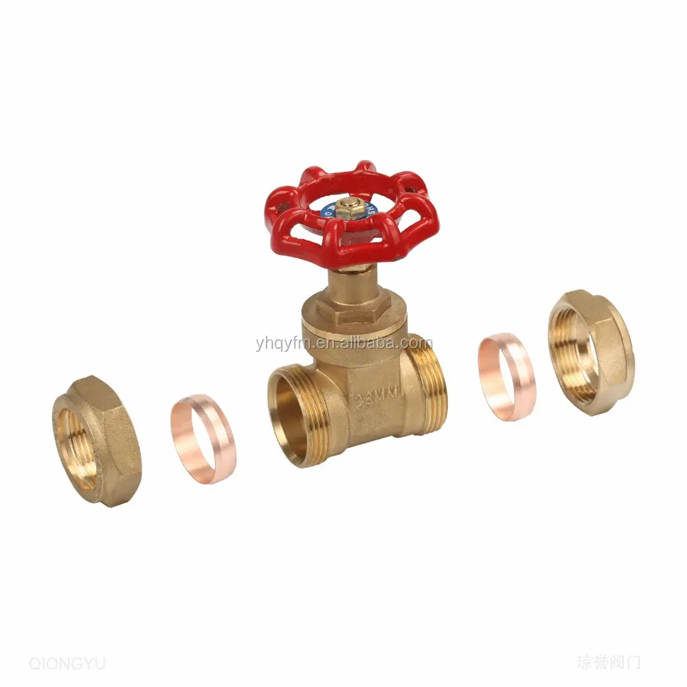 Wheel Handle Forged Brass Gate Valve Compression end High Quality Control Valve