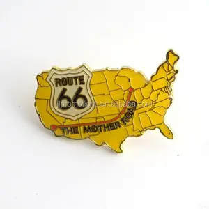 Benutzerdefinierte Route 66 State Karte Emaille Revers Pin mit Epoxy