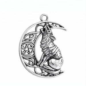 Stile Vintage antico argento placcato Valknut odin's Symbol del norrello vichel uomini luna lupo ciondoli amuleto ciondoli ciondoli - Product Image 1