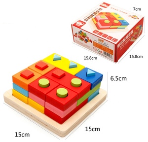 Montessori Forme Géométrique Trieur Jouets Puzzle <span class=keywords><strong>Cube</strong></span> Forme Cognition En Bois Blocs Empilables Jeu - Product Image 5