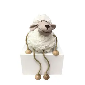 Manufacture Cute Sheep Animal Figurine Gifts Home Table Ornament Easter Plush White Sitting Eid Sheep Decorations