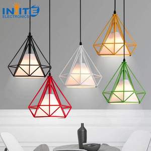 Birdcage Pendant <strong>Lights</strong> Modern Iron <strong>Retro</strong> <strong>Light</strong> Scandinavian Loft Pyramid Lamp Metal Cage with E27 Bulb - Product Image 3