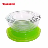 Resistente al calore ad alta borosilicato di vetro ciotola di mescolanza con coperchio colorato