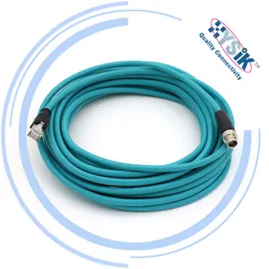 M12 8 pin x coded RJ45 ethernet cables (5 meters) for cognex 262 cameras network connectivity