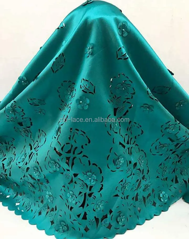 مواد ذات جودة عالية الحرير التطريز تصاميم زهرة الدانتيل/مشغولات مفرّغة بالليزر النسيج J856-4