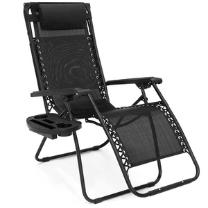 Fauteuil de <span class=keywords><strong>Jardin</strong></span> Pliant d'Extérieur Bains de Soleil <span class=keywords><strong>Transat</strong></span> de Plage <span class=keywords><strong>Pliable</strong></span> à Gravité Zéro avec Pare-Soleil - Product Image 2