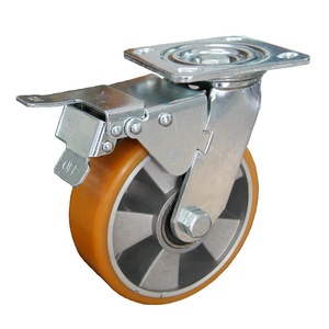 ล้ออลูมิเนียมเคลือบ PU สำหรับงานหนัก พร้อมเบรก ขนาด 4 5 <span class=keywords><strong>6</strong></span> 8 นิ้ว - Product Image 2