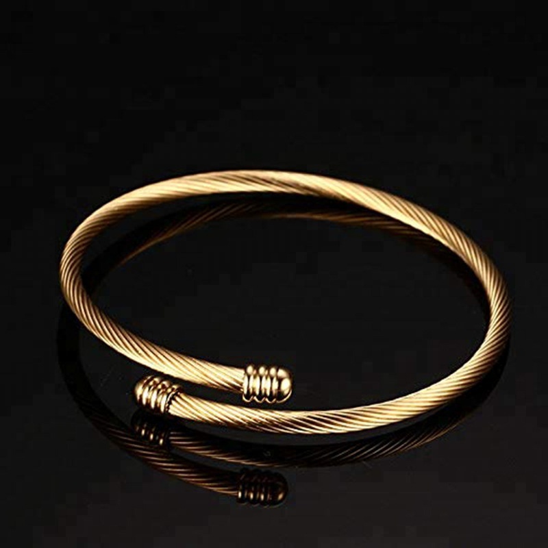 ファッションパンクメッシュワイヤーケーブルカフブレスレット金メッキ