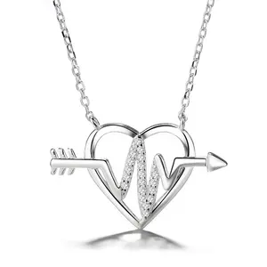 2019 Newest Fashion Korean Style White 925 Silver Cupid Heart Pendant Necklace