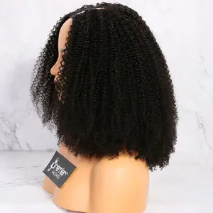 2019 Keluaran Baru Wig U-part Bertekstur Afro Keriting Ikal (untuk 3c dan 4a Tekstur) Rambut Remy Indian dengan Harga Murah